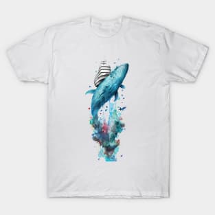 Whale under Boat T-Shirt
